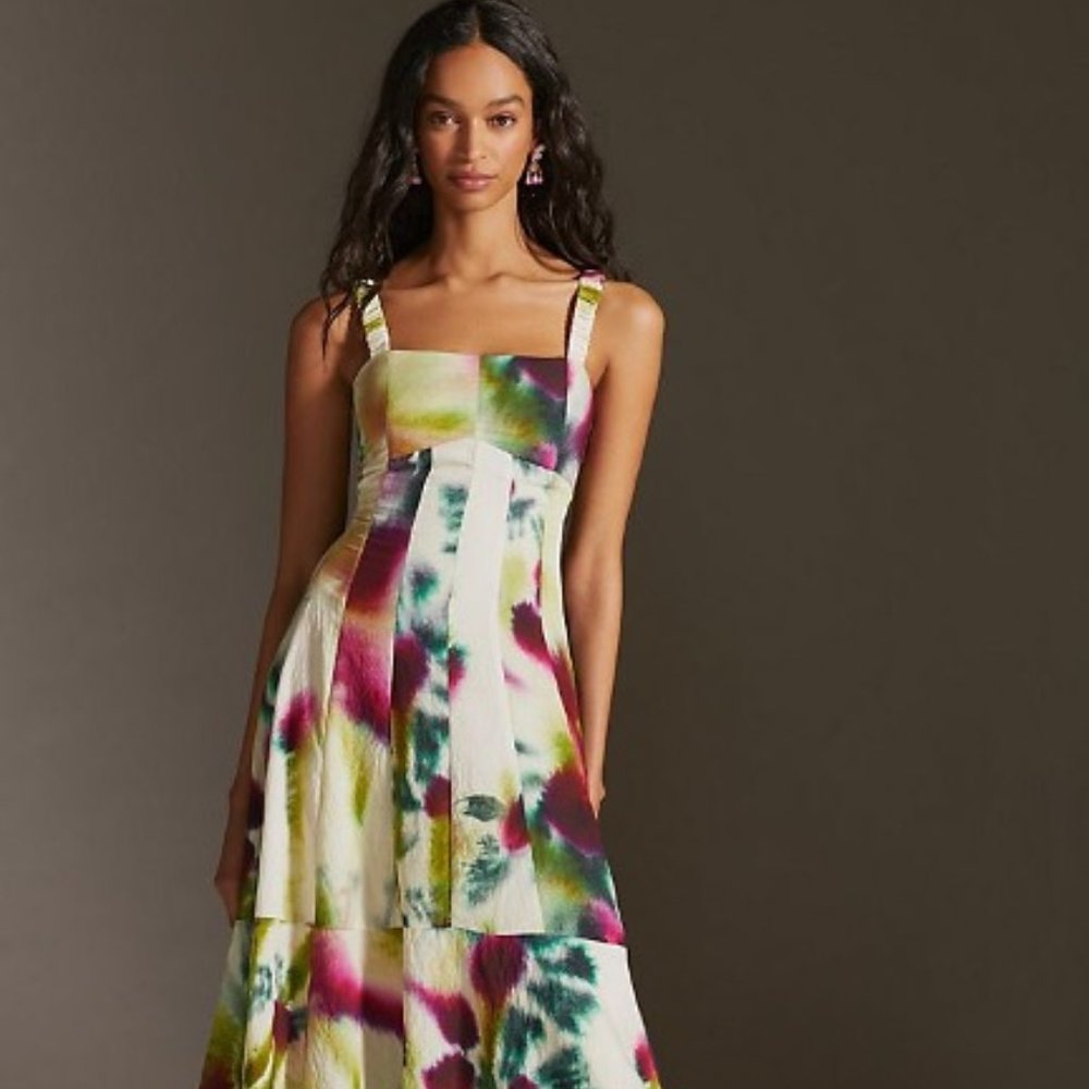 NWT By Anthropologie Tiered Watercolor Maxi Dress - Gorgeous Dress!